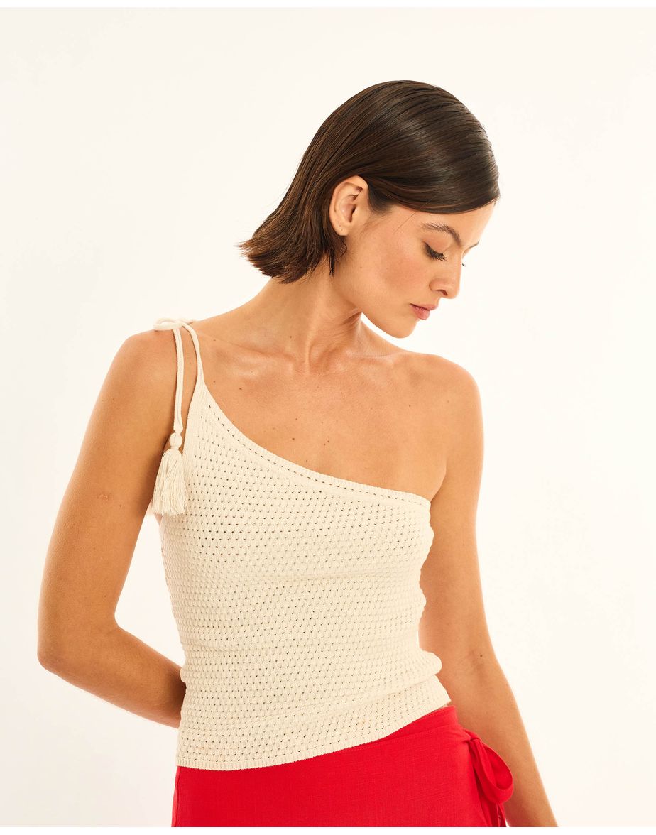 Blusa tricot ala  off-white
