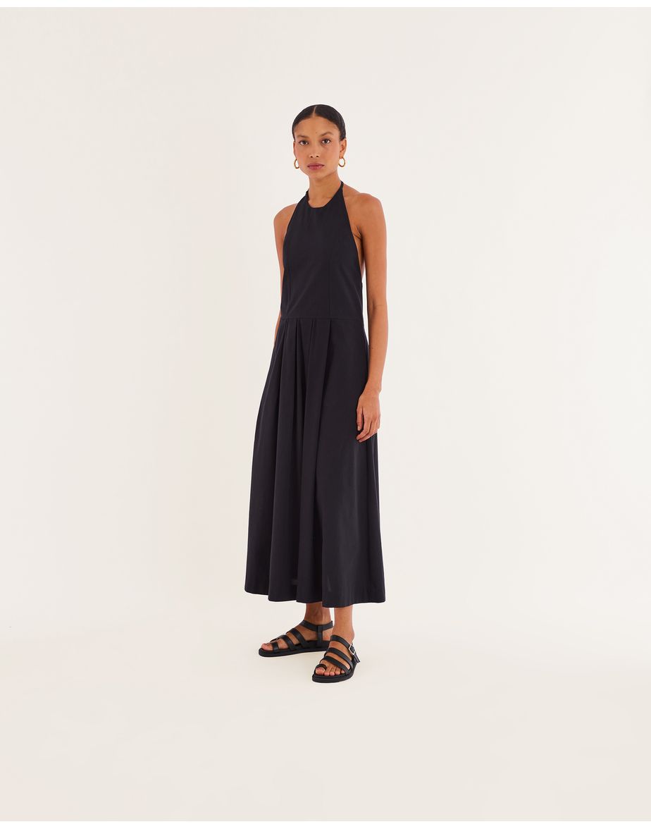 Vestido pregas nav preto
