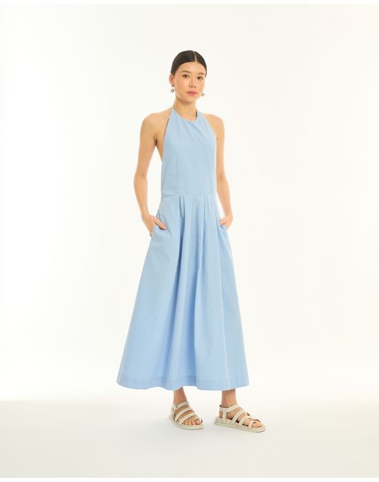 Vestido pregas nav azul