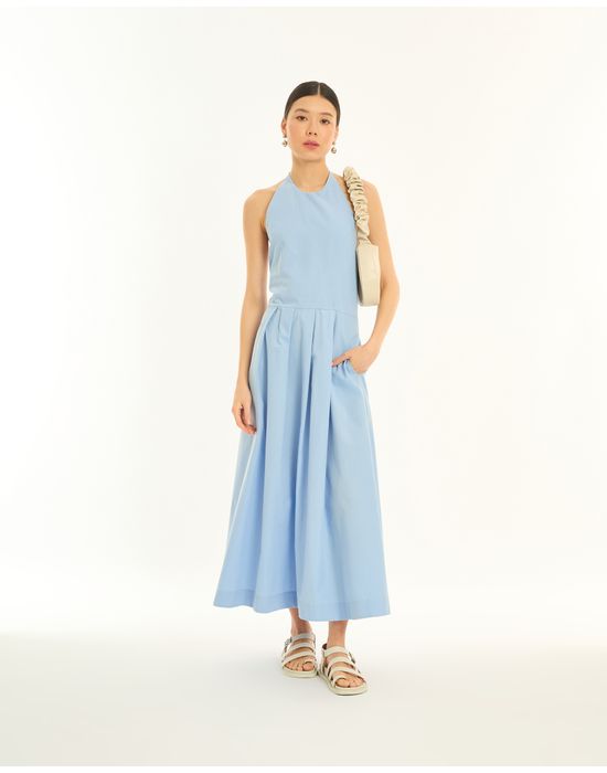 Vestido pregas nav azul