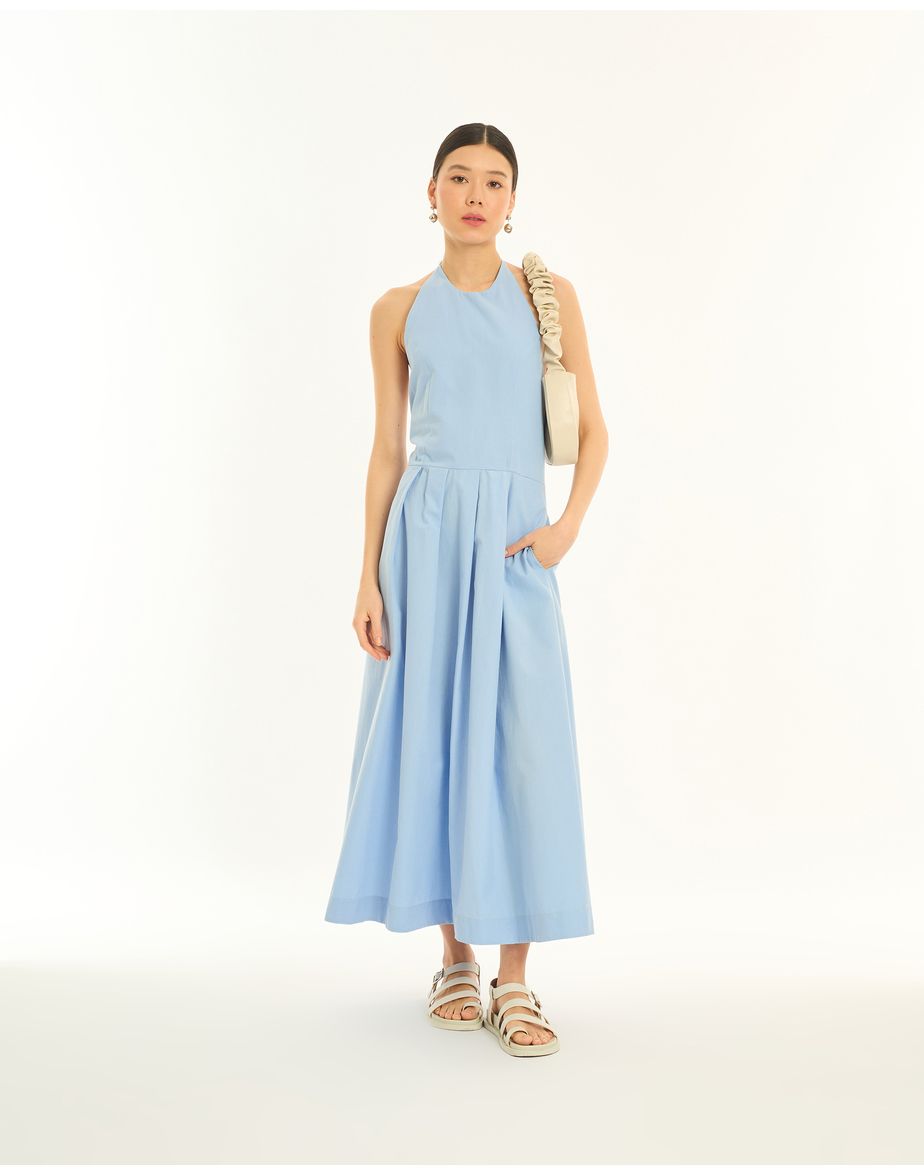 Vestido pregas nav azul