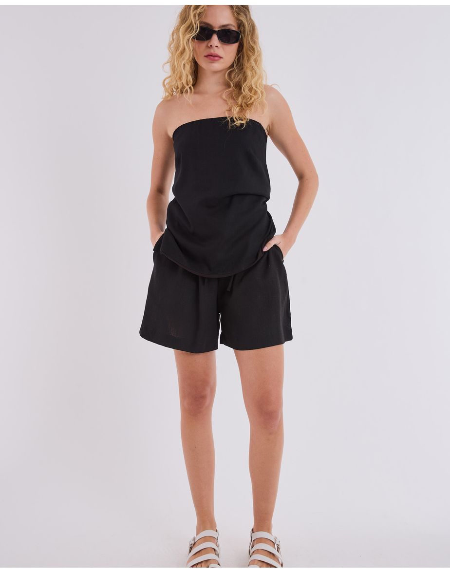 Bermuda linho nav preto