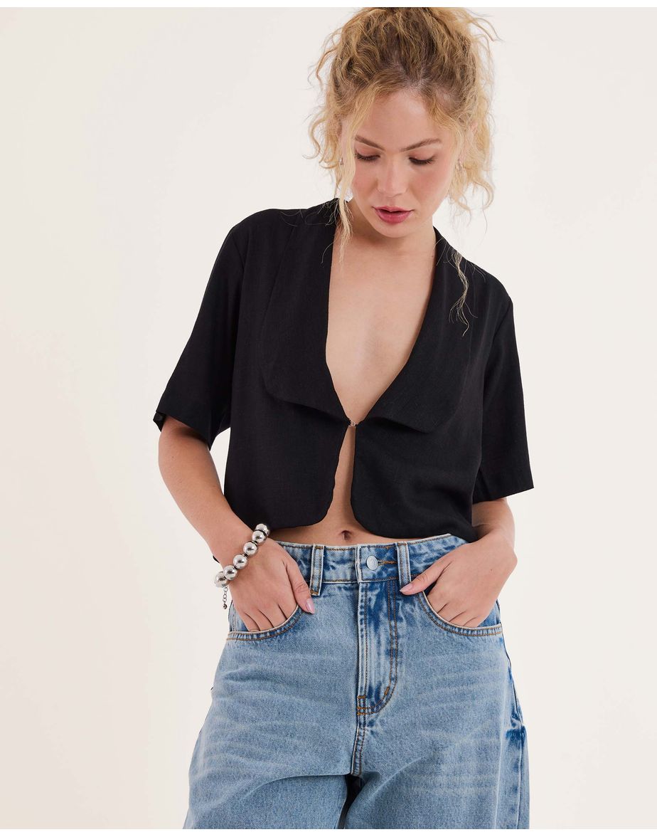 Blusa linho nav preto