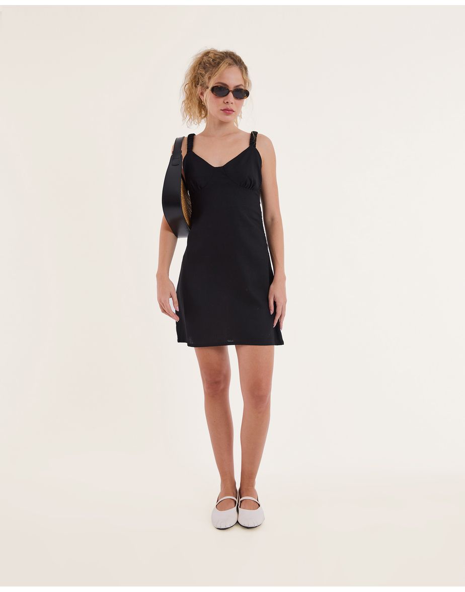 Vestido linho nav preto