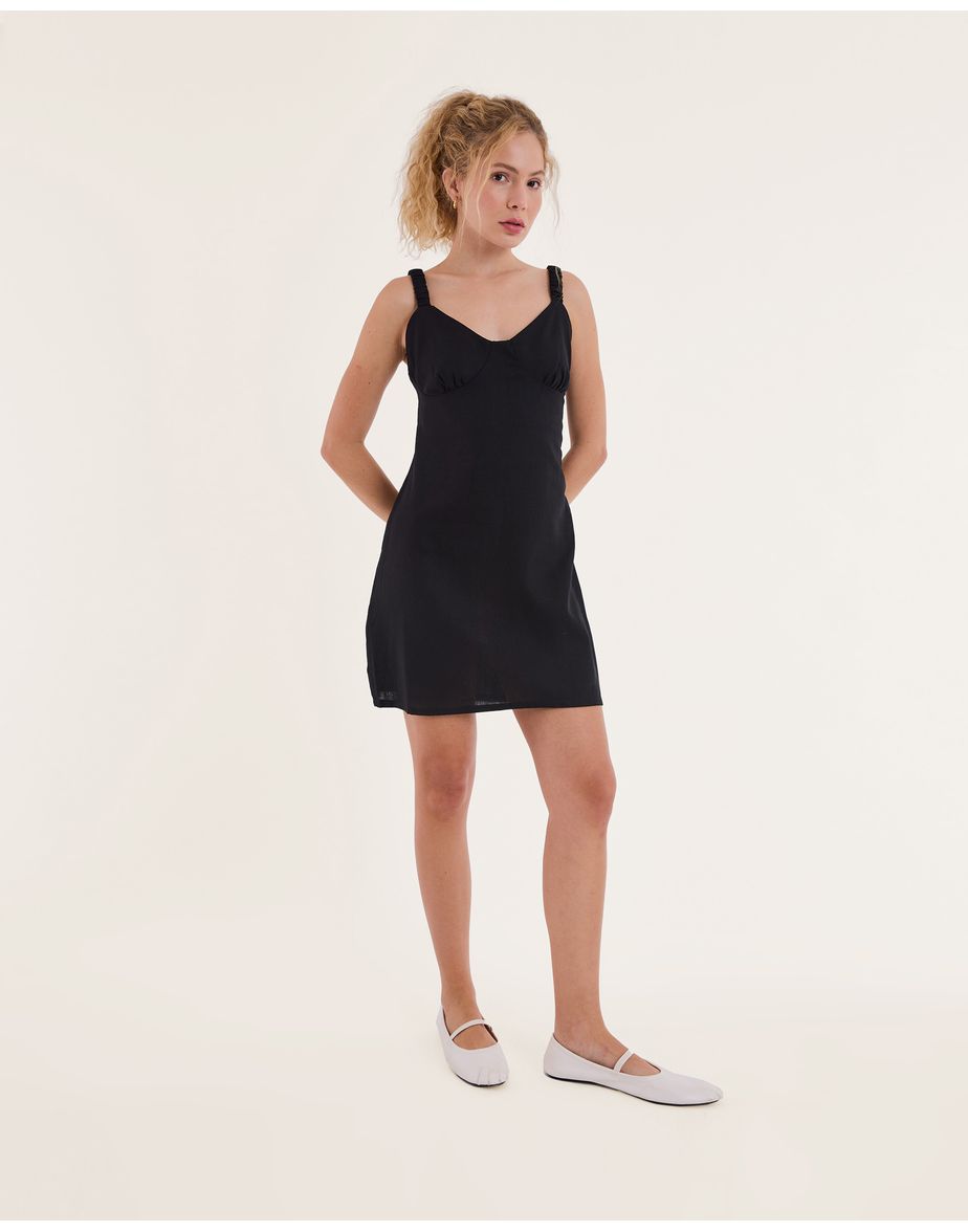 Vestido linho nav preto