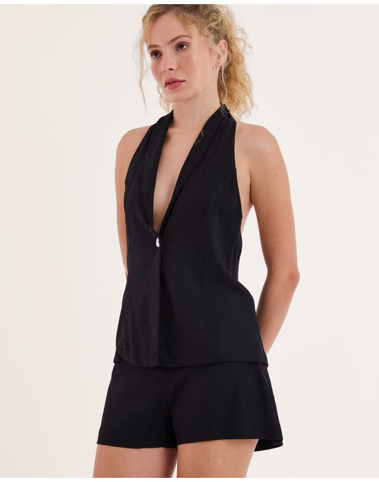 Blusa linho bos preto