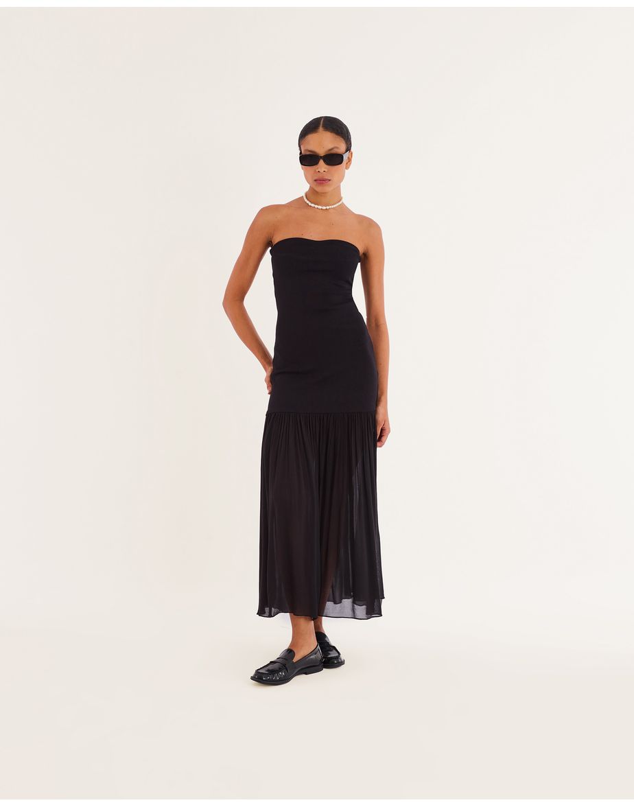 Vestido mix bos preto