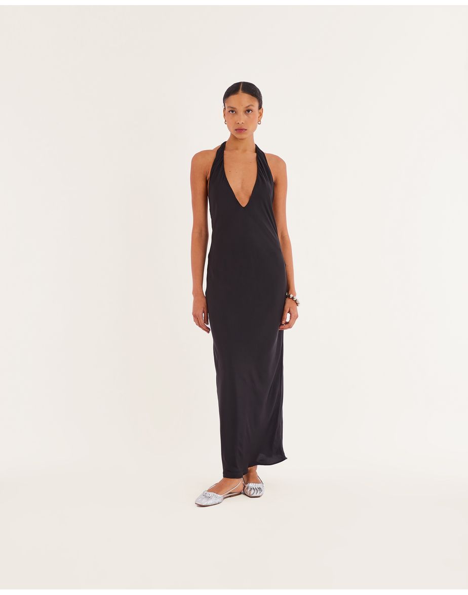 Vestido cetim kas preto