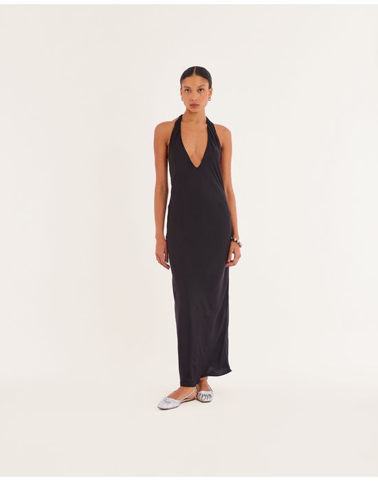 Vestido cetim kas preto