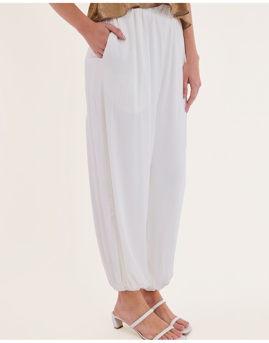 Calça cetim kas off-white