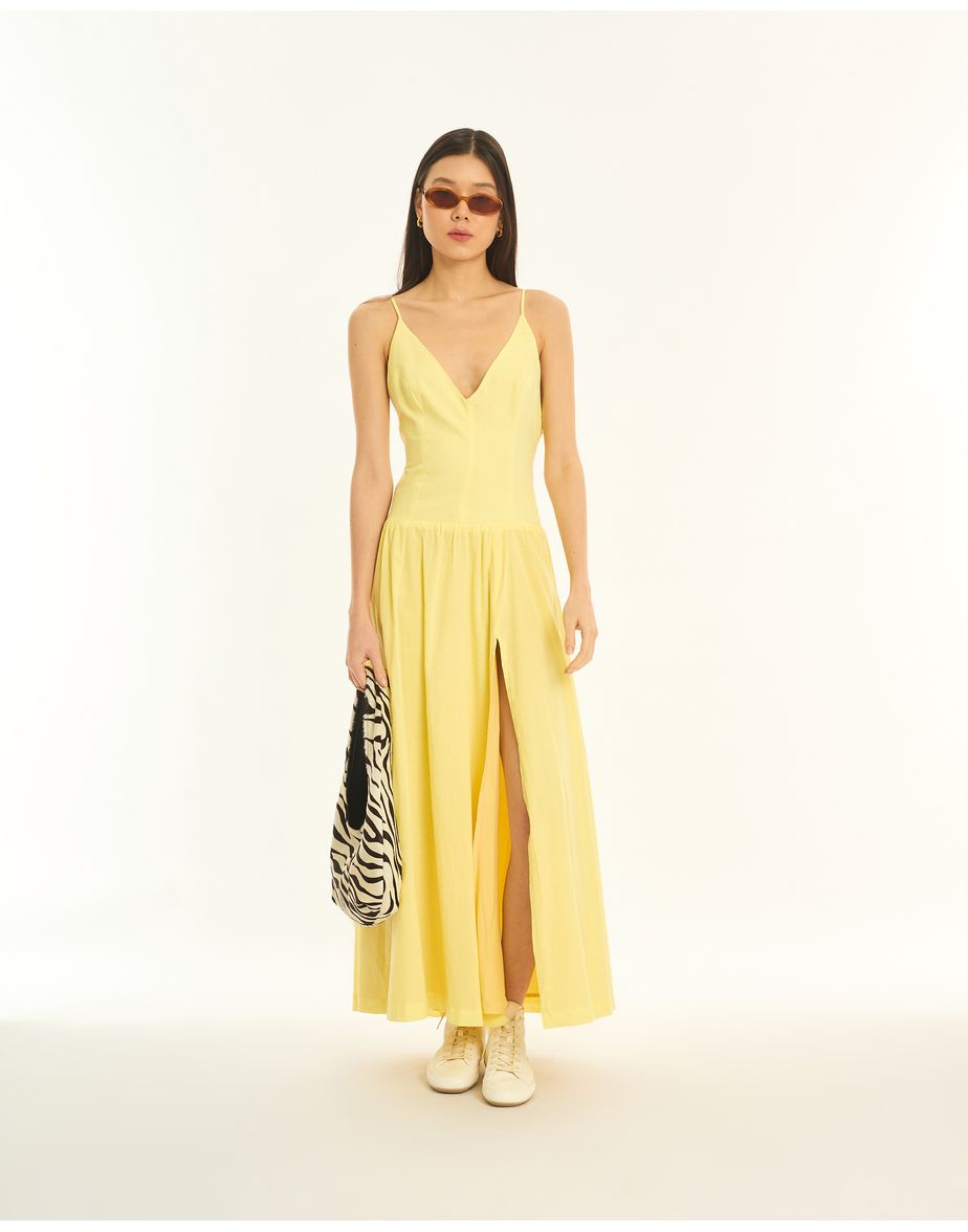 Vestido pala kas amarelo