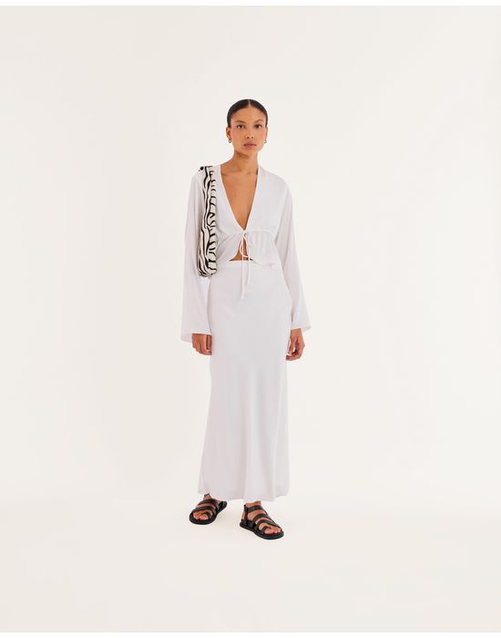 Blusa cetim kas off-white