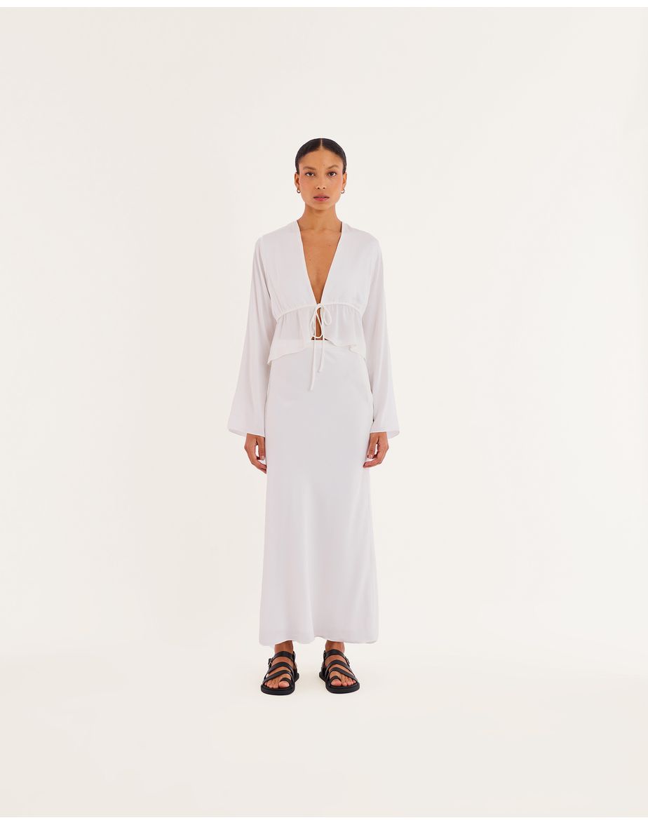 Blusa cetim kas off-white