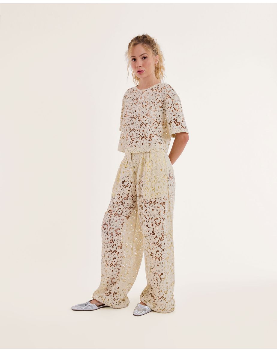 Blusa renda kas off-white