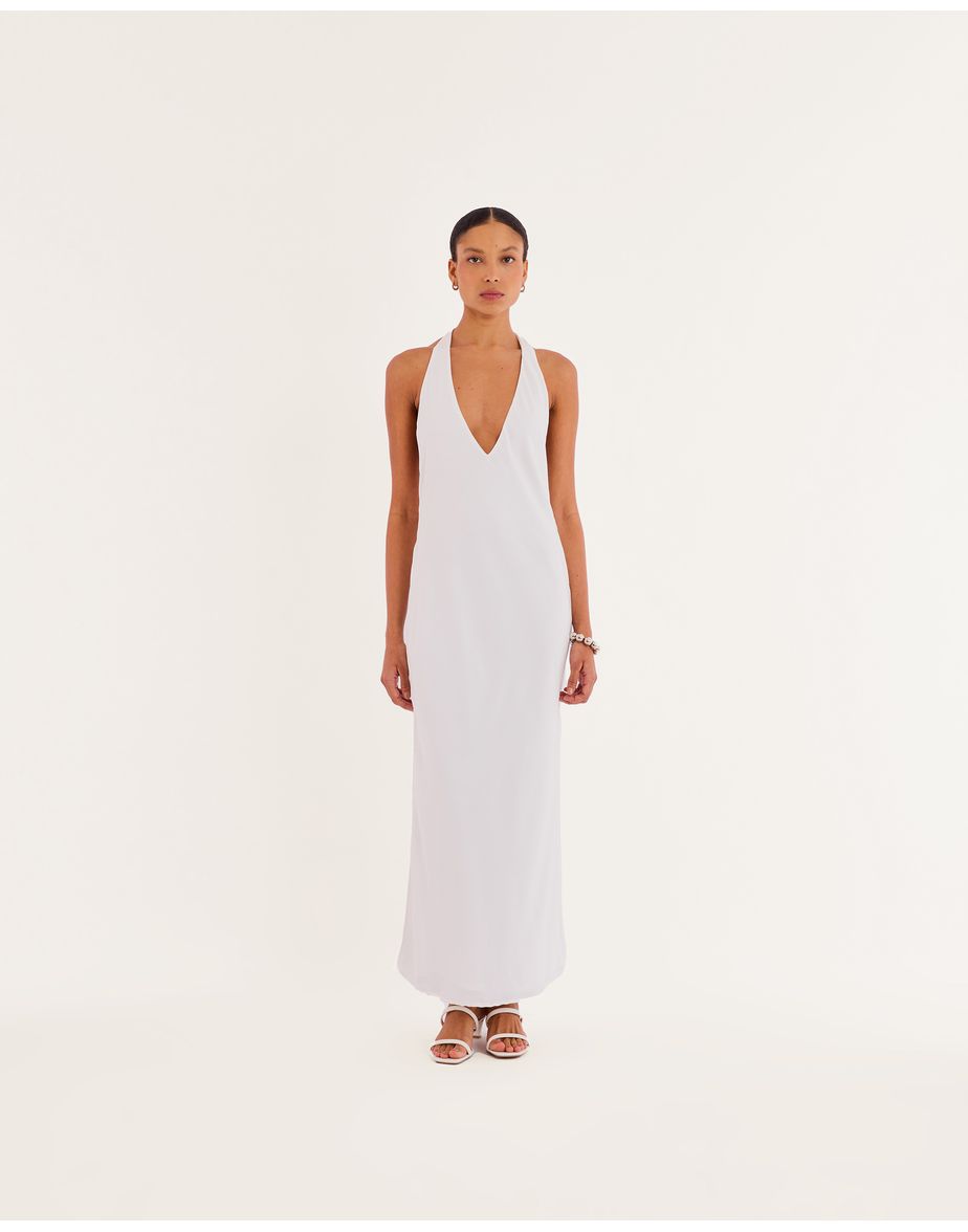 Vestido cetim kas off-white