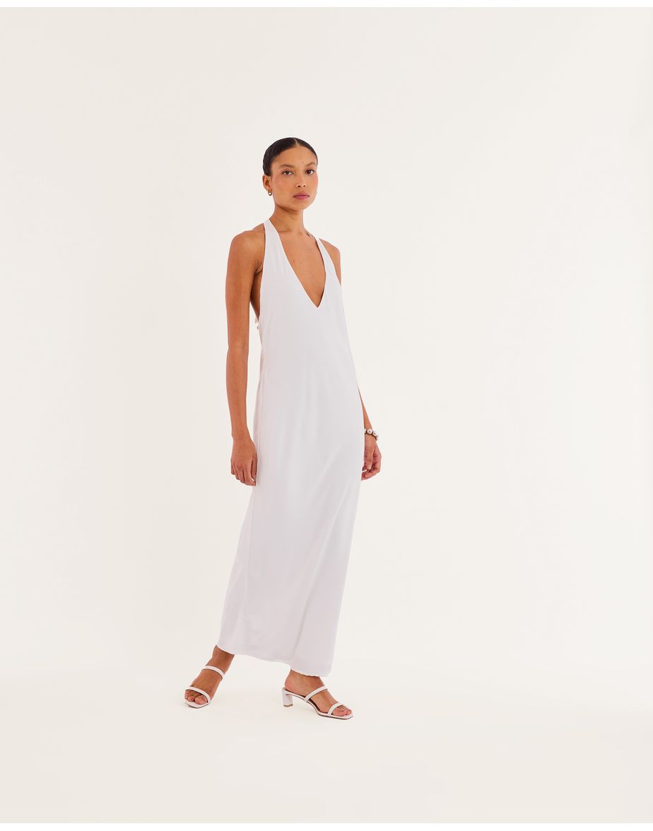 Vestido cetim kas off-white