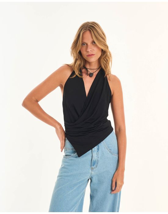 Blusa jersey tot preto