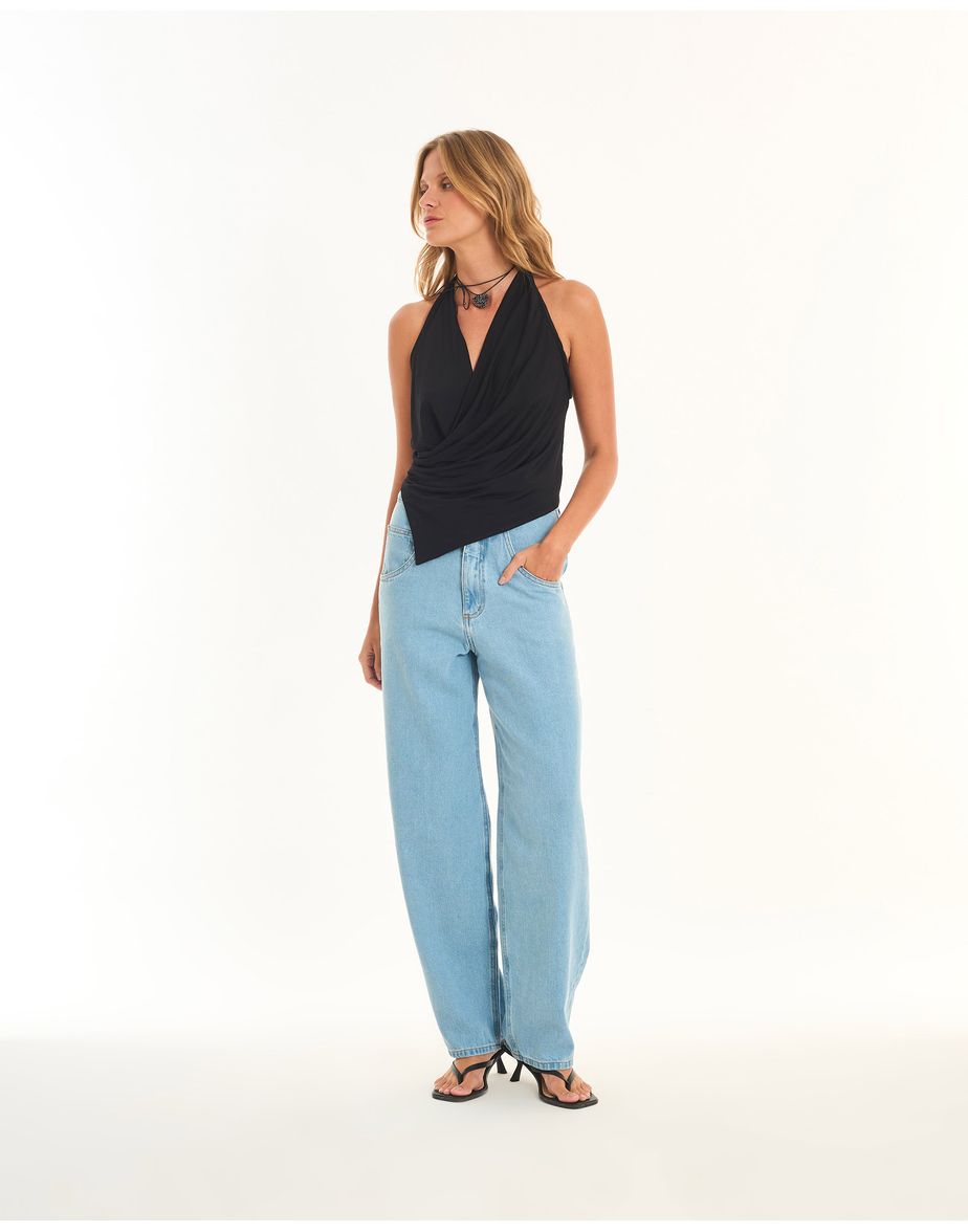 Blusa jersey tot preto