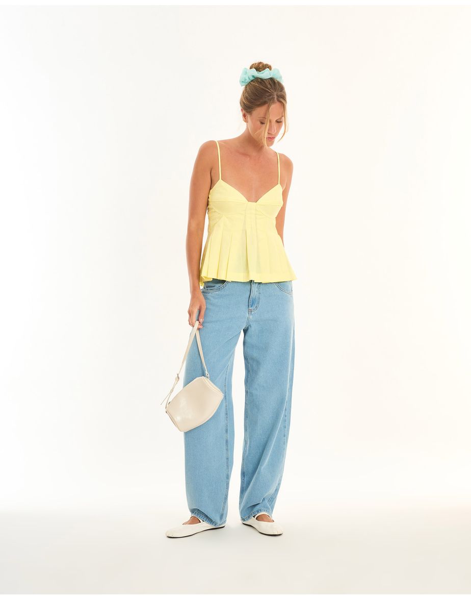 Blusa pregas bel amarelo