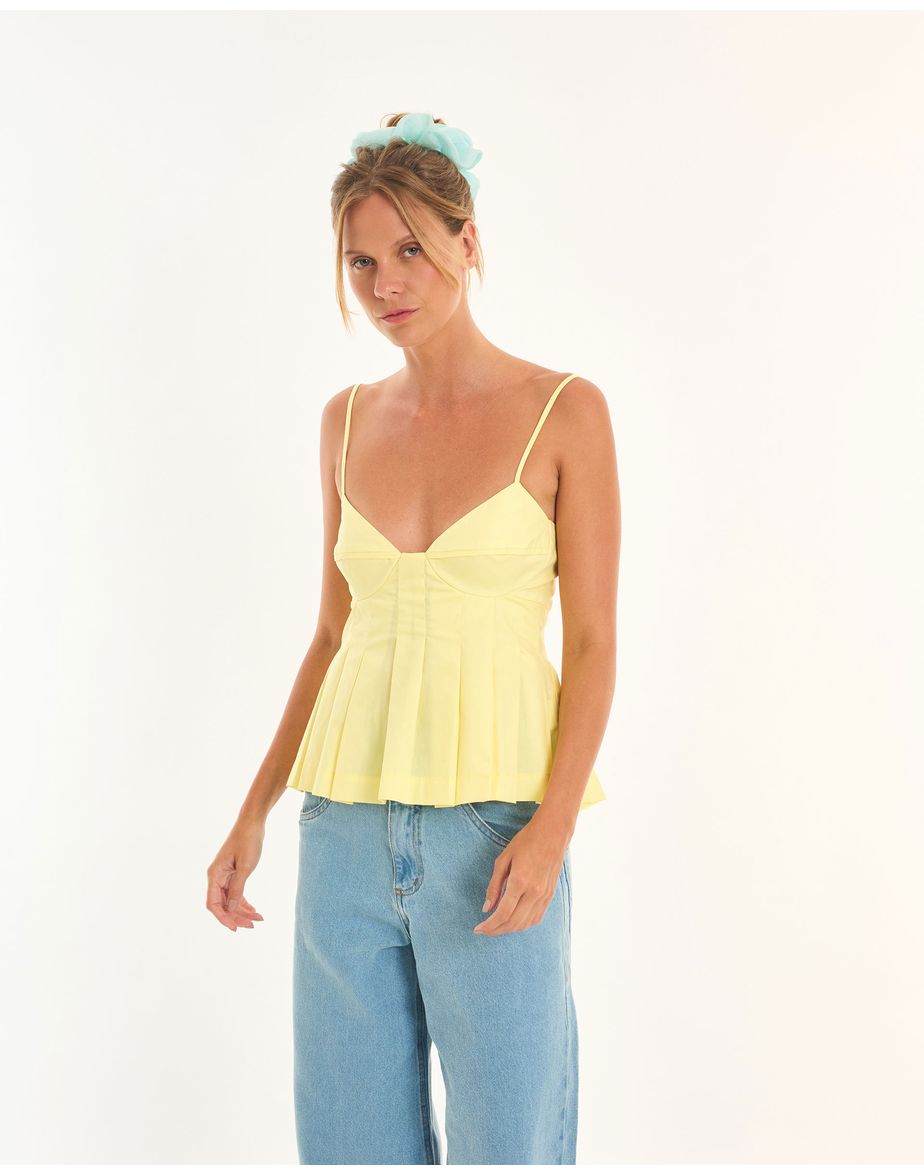 Blusa pregas bel amarelo