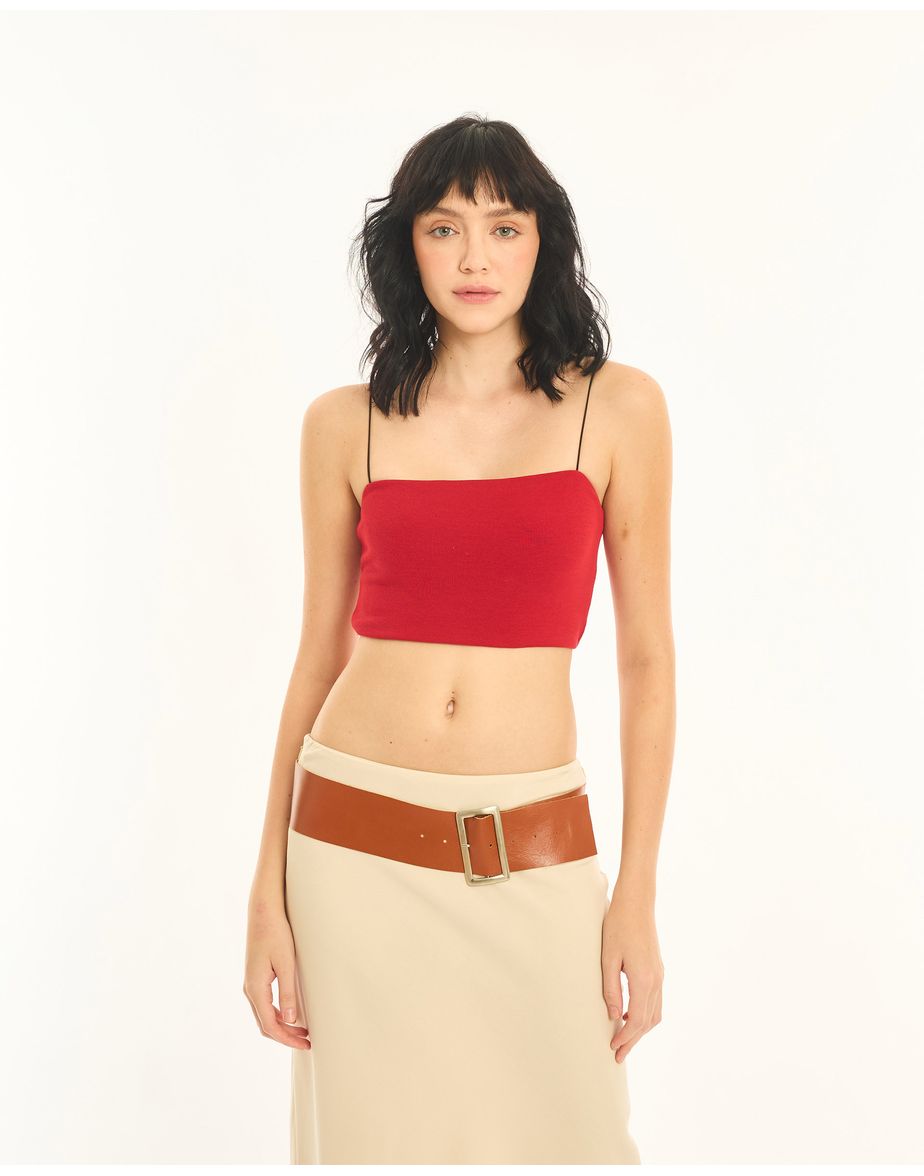 Top reto dol vermelho
