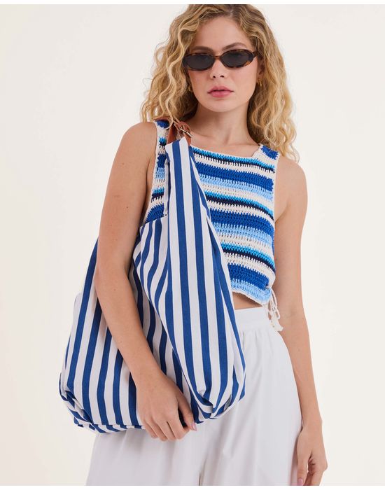 Bolsa camineta nav listrado azul