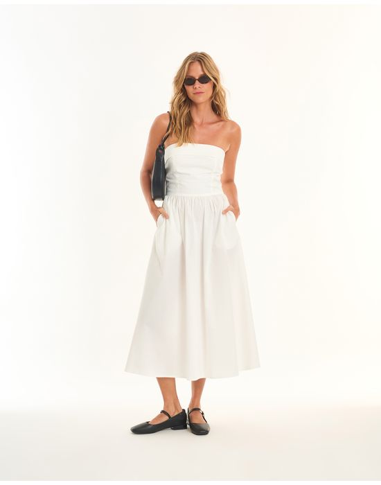 Vestido tricoline bel off-white