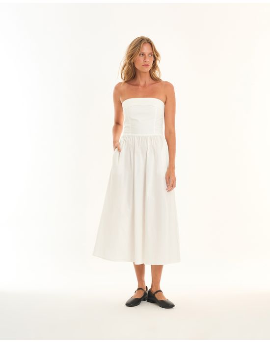 Vestido tricoline bel off-white