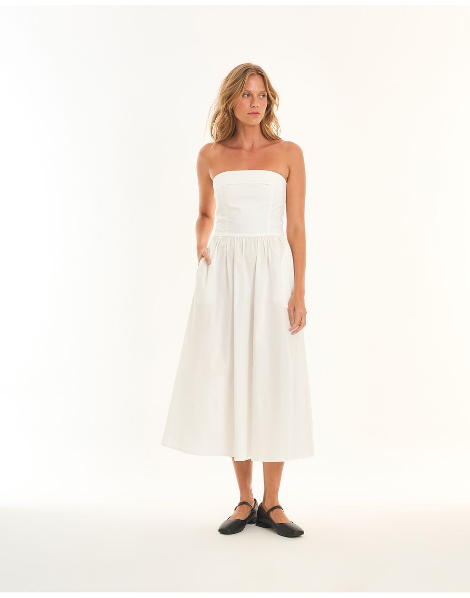 Vestido tricoline bel off-white
