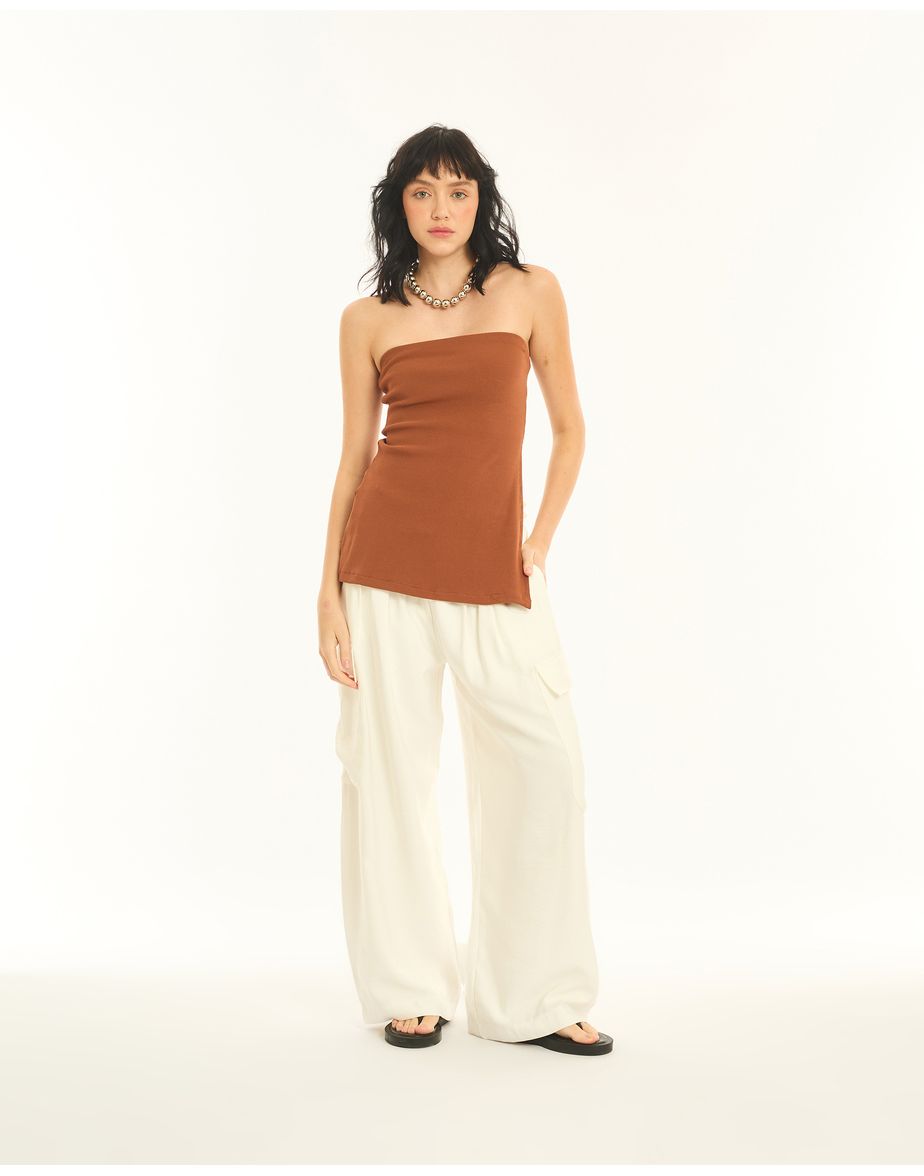 Blusa tunica minimal marrom