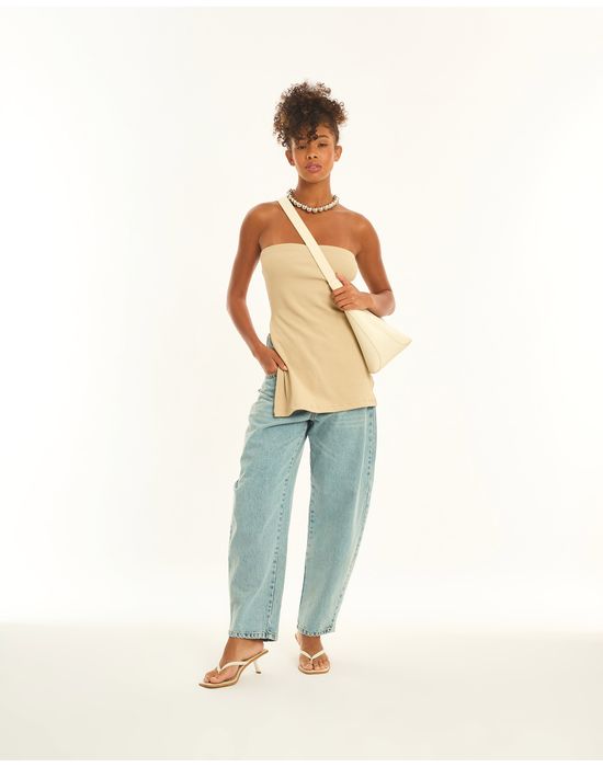 Blusa tunica minimal bege