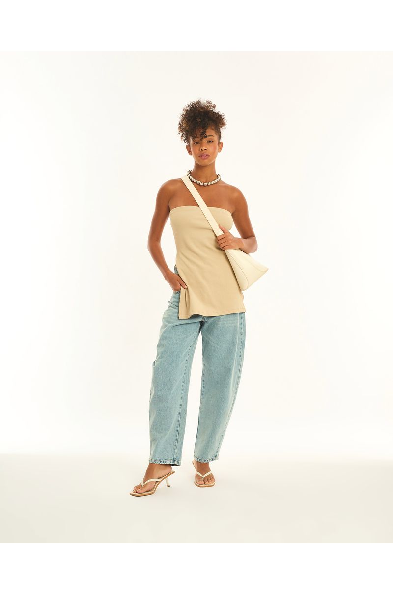 Blusa tunica minimal bege