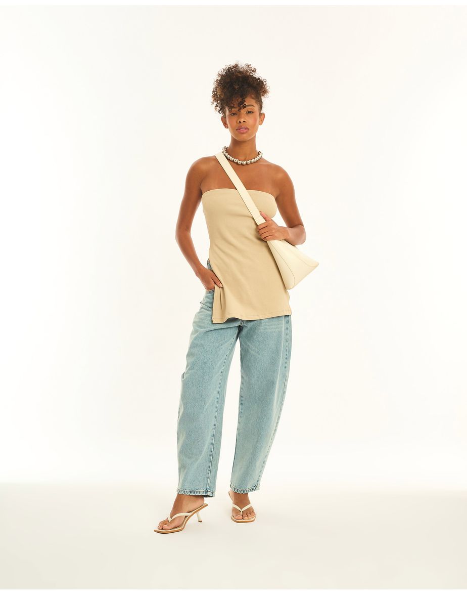 Blusa tunica minimal bege