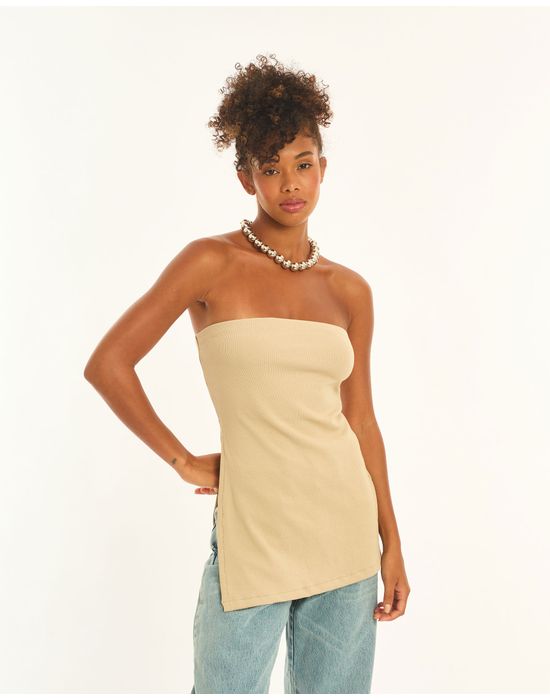 Blusa tunica minimal bege