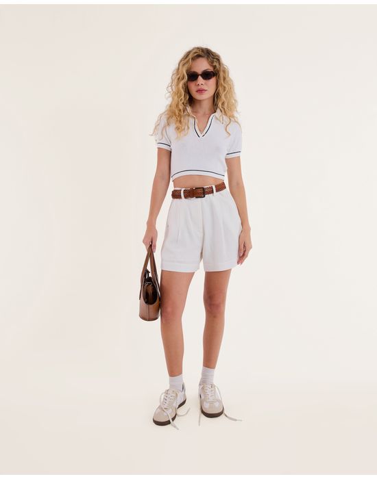 Top polo tricot nav  off-white