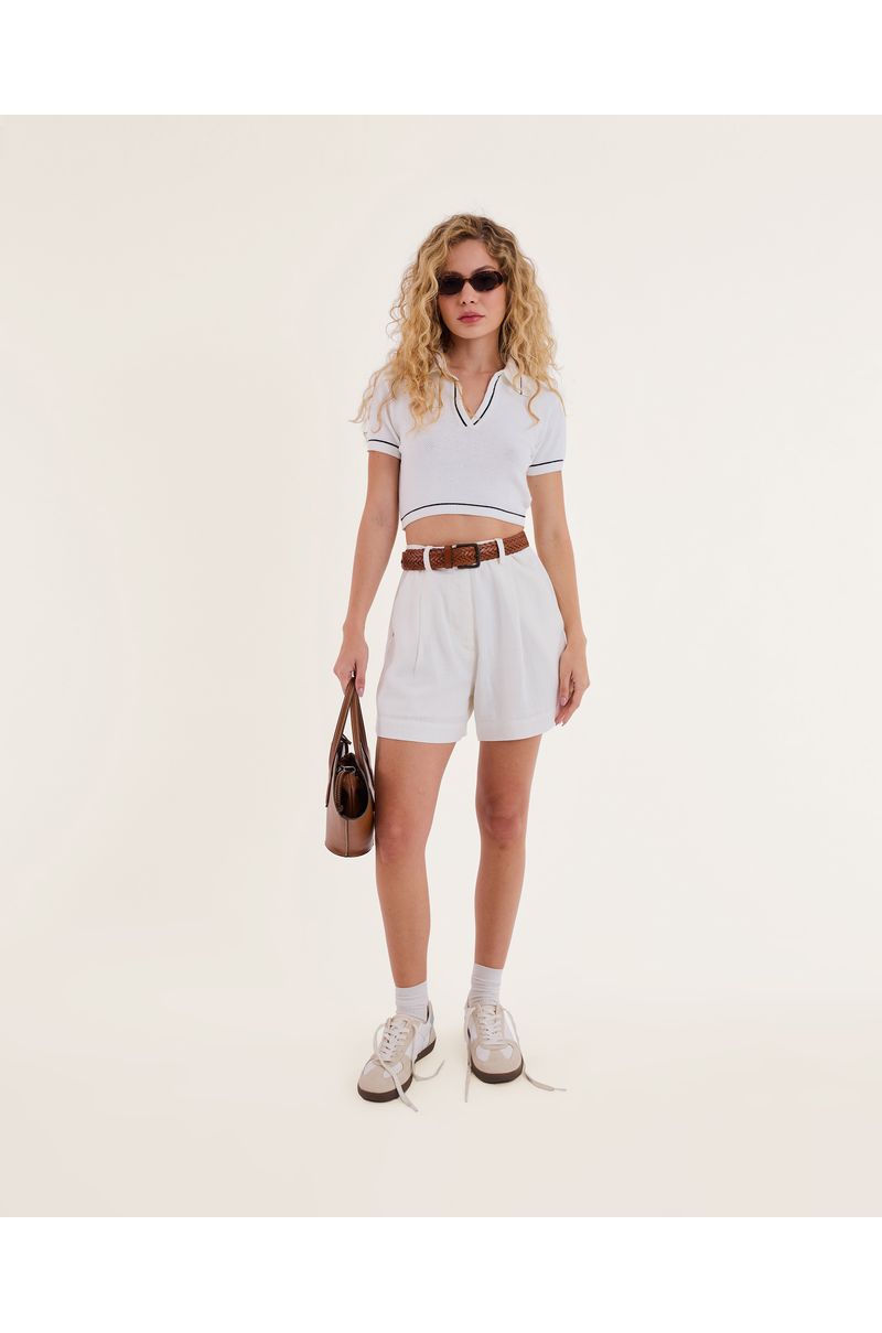 Top polo tricot nav  off-white