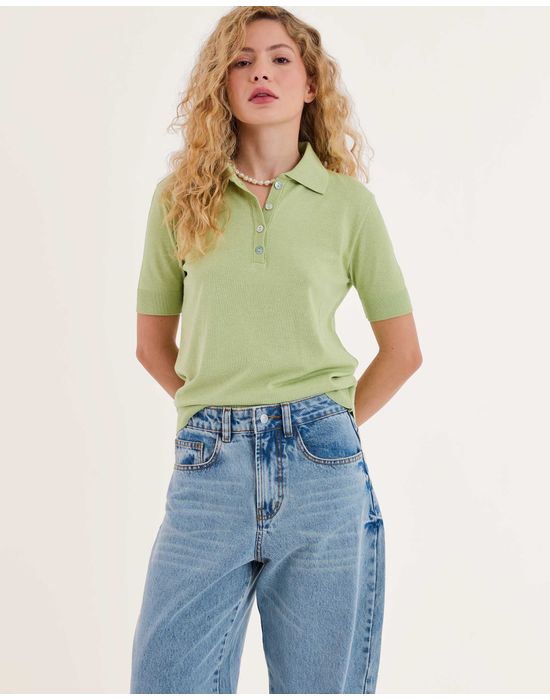 Polo tricot nav  verde