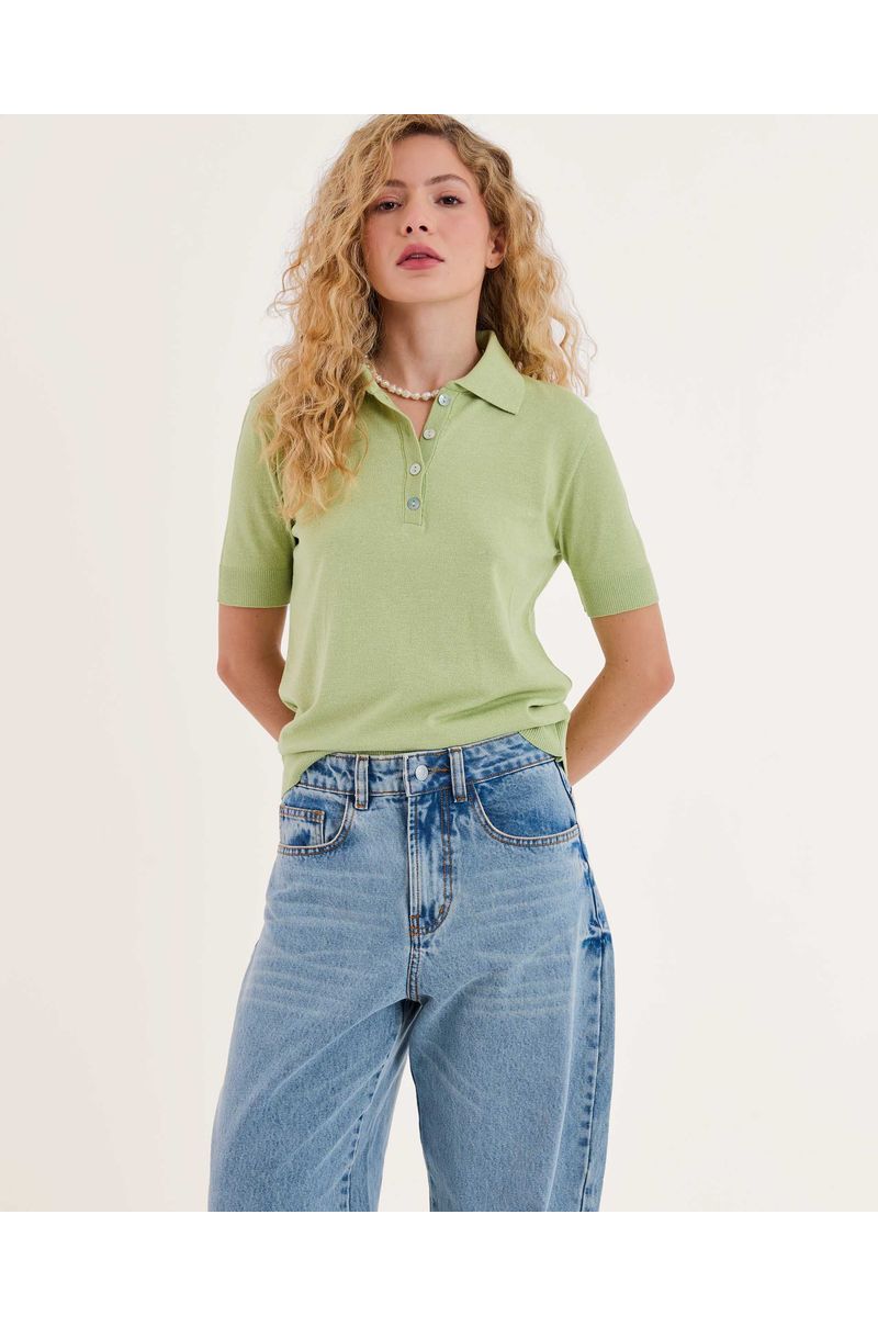 Polo tricot nav  verde