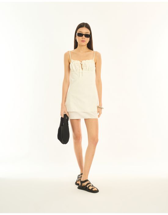 Vestido tricoline nav off-white