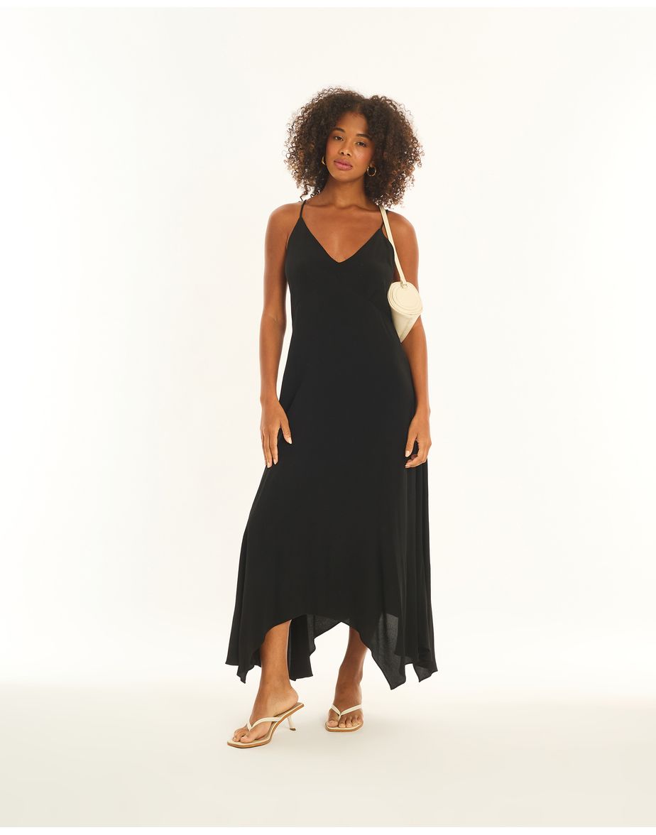 Vestido assimetrico ties preto