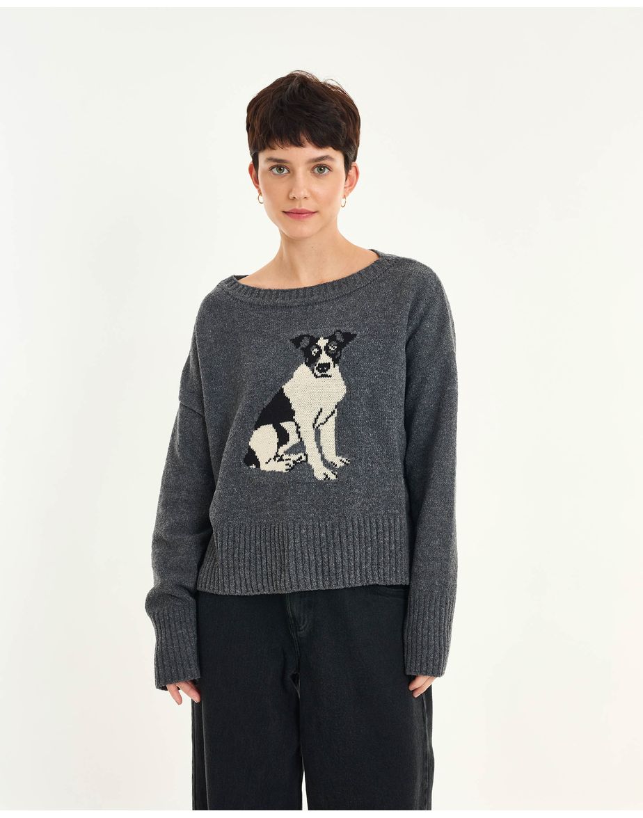 Tricot dog girl  cinza