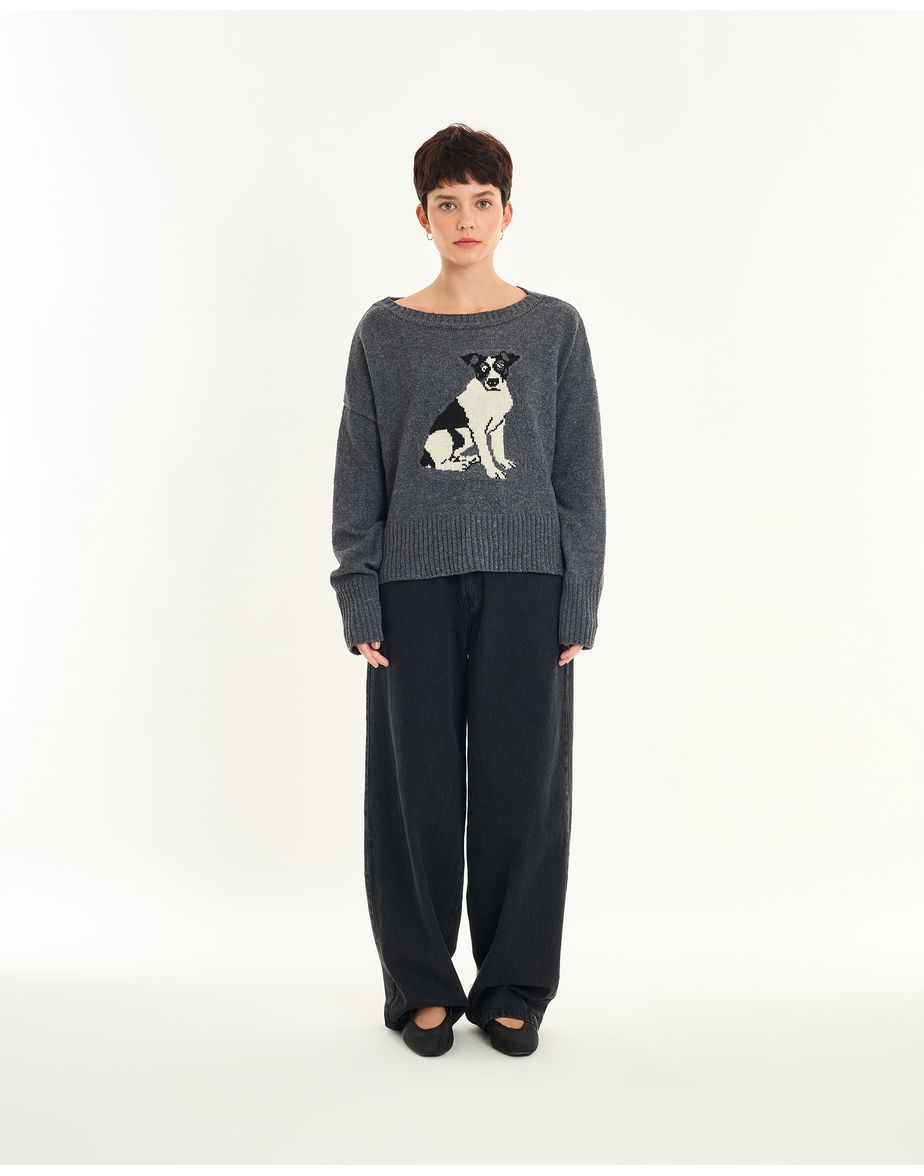 Tricot dog girl  cinza