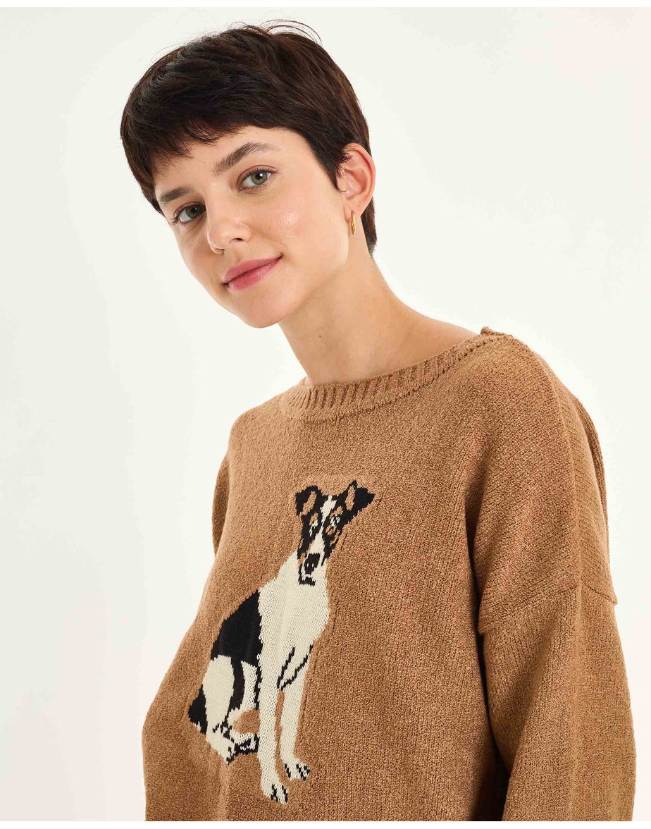 Tricot dog girl  marrom