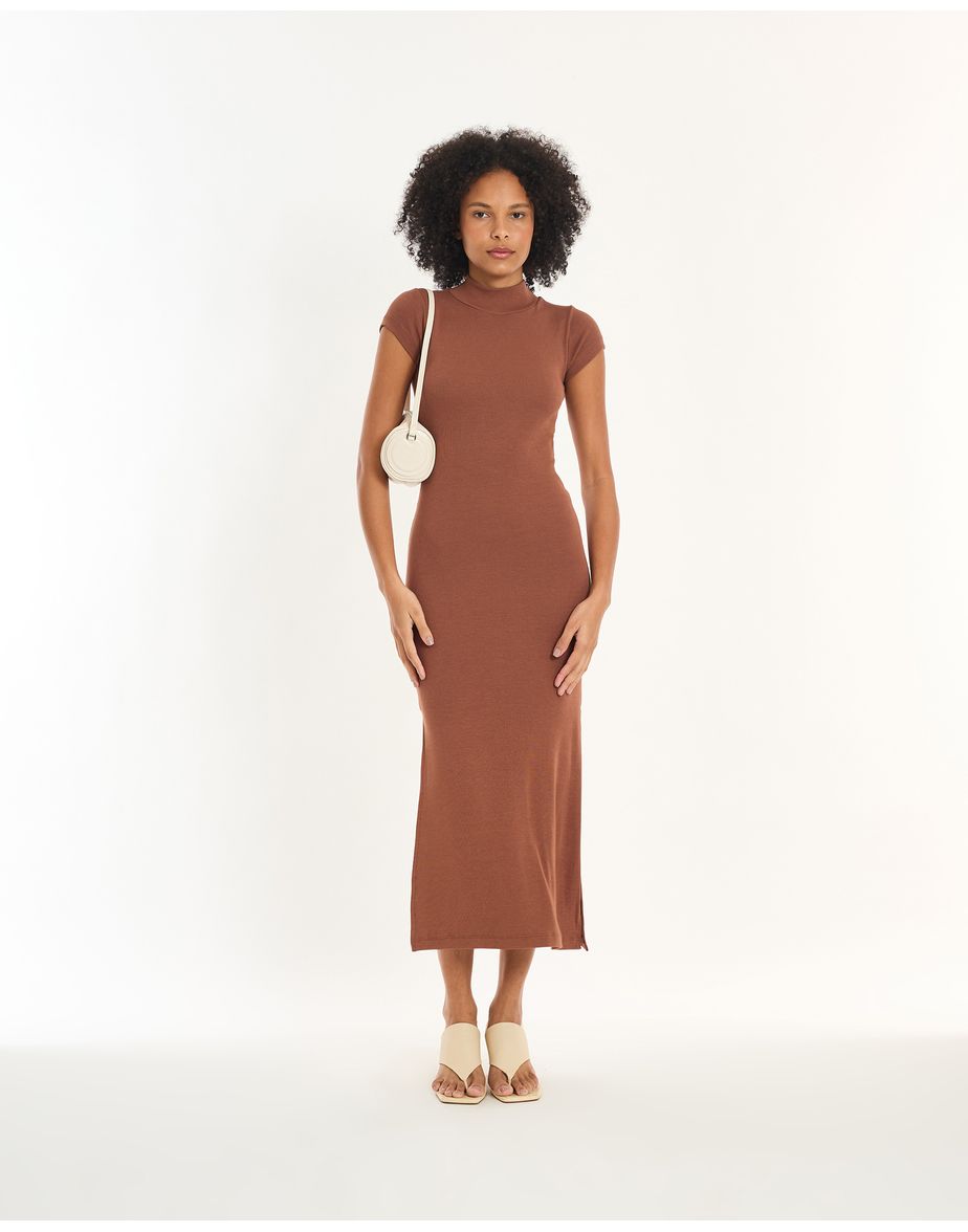 Vestido drape epo marrom