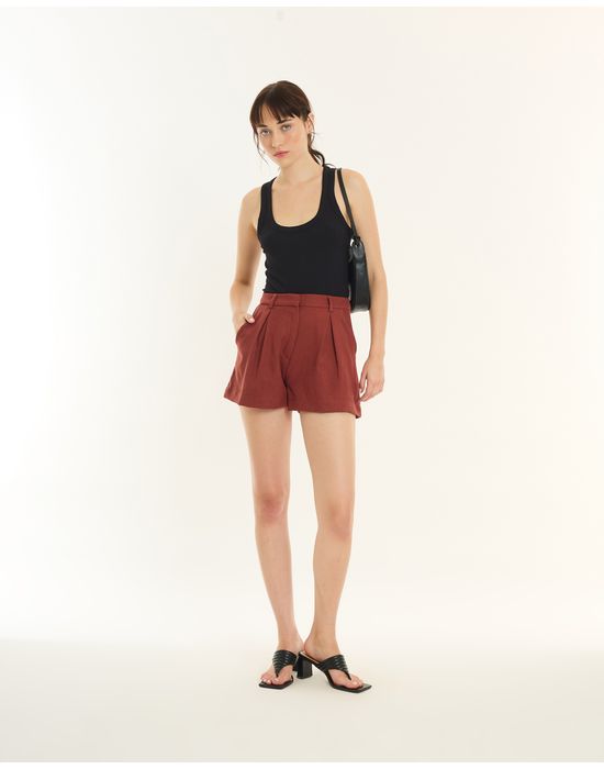 Short alfaiataria red marrom