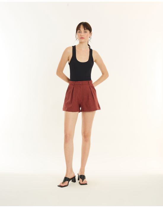Short alfaiataria red marrom