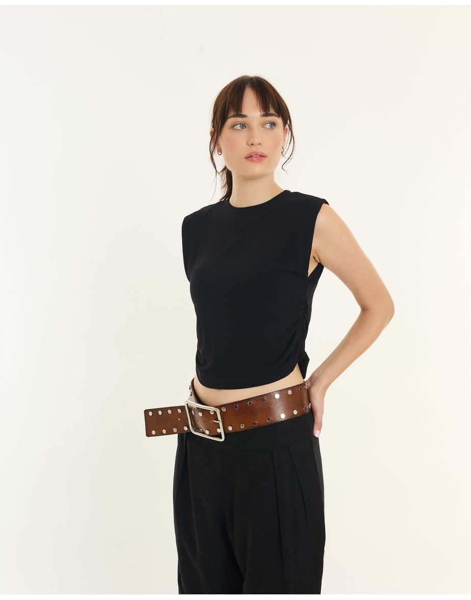 Camiseta franzido road preto