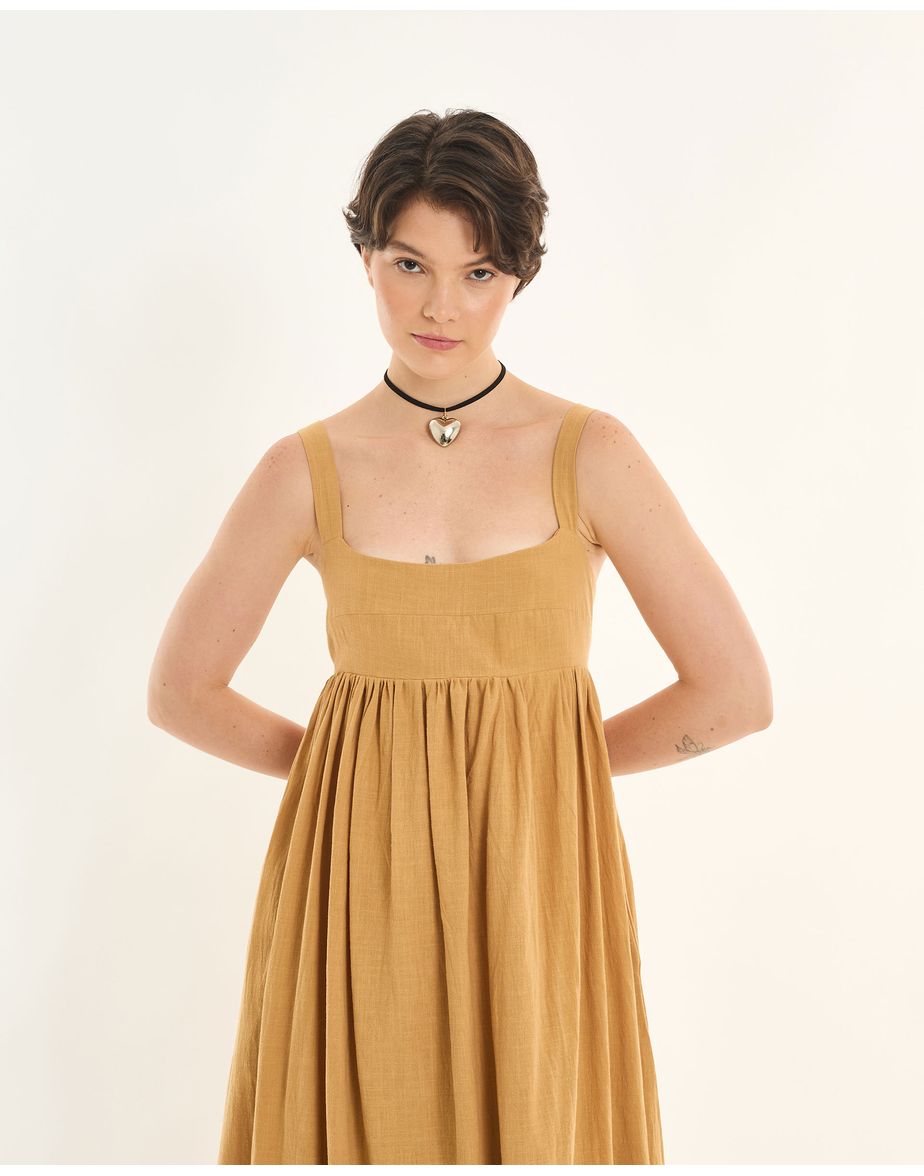 Vestido bicolor inv bege