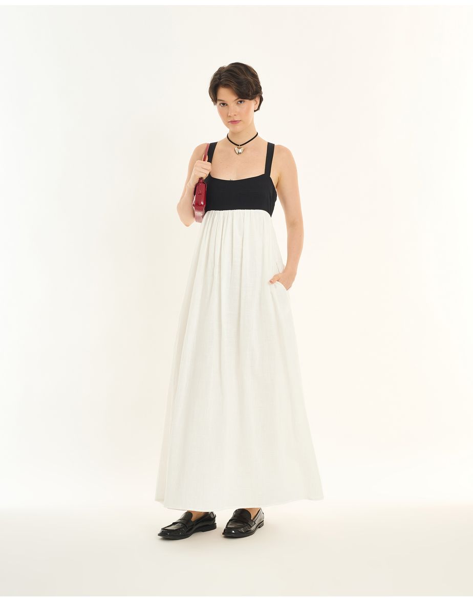 Vestido bicolor inv off-white