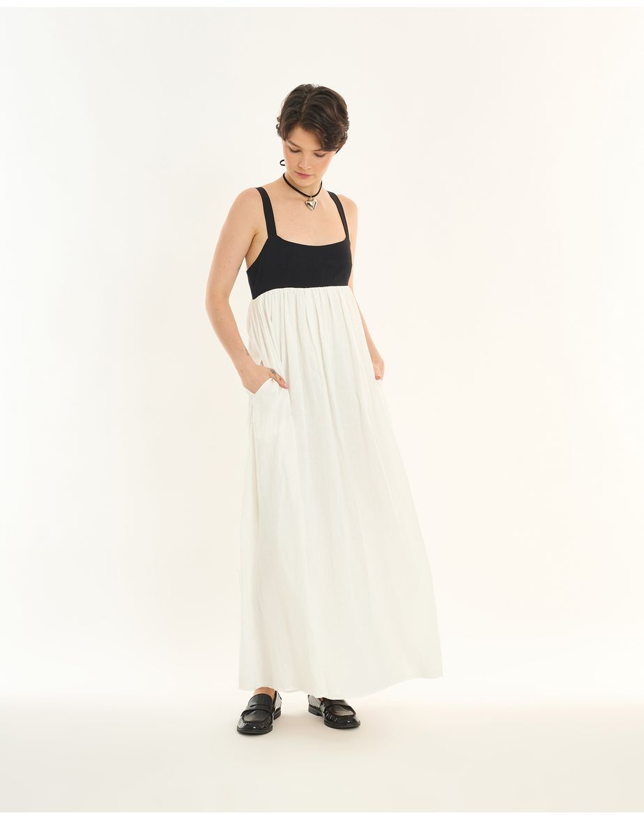 Vestido bicolor inv off-white